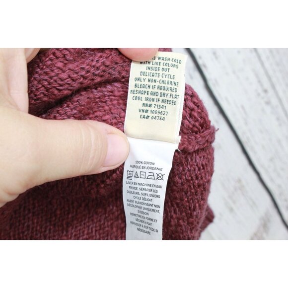 LL Bean Cotton Ragg Sweater Funnelneck Pullover Fair Isle Deep Wine L - Picture 6 of 10